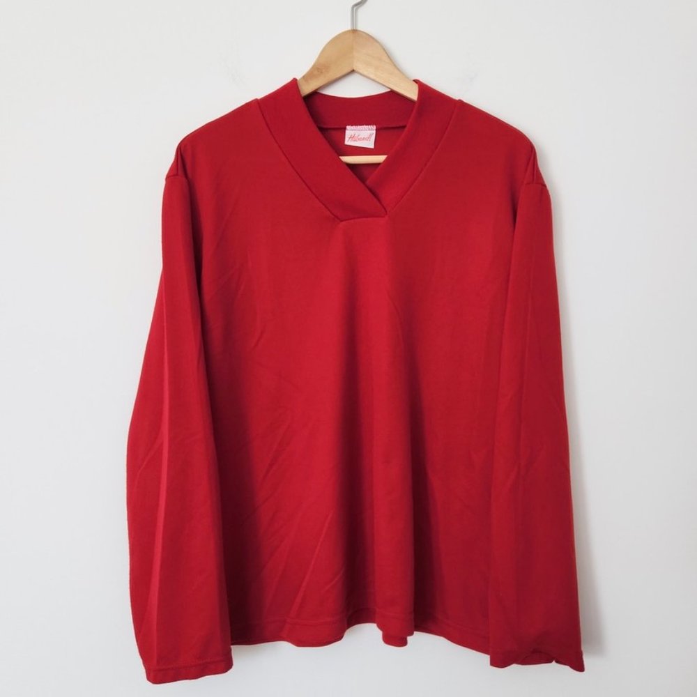 Vintage Haband Lightweight Red Sweater Long Sleeve V Neck Pullover Size‎ XL